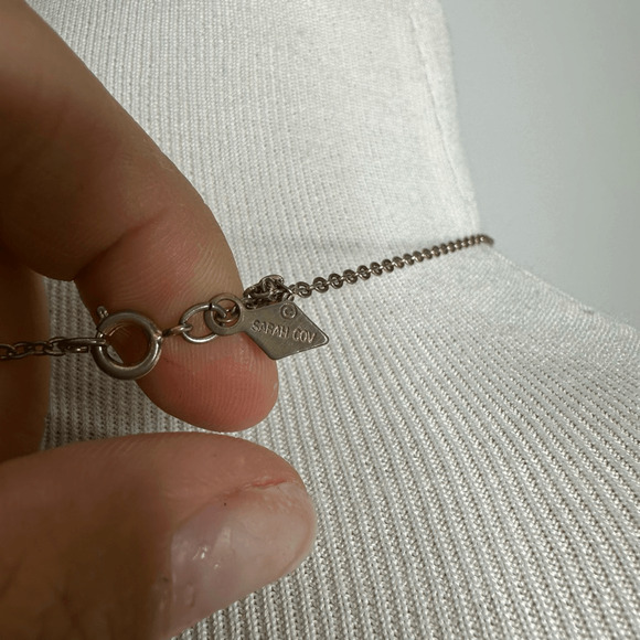 Vintage 70s 80s SARAH COVENTRY gold NECKLACE white stone dainty minimalist 16" - Picture 3 of 4